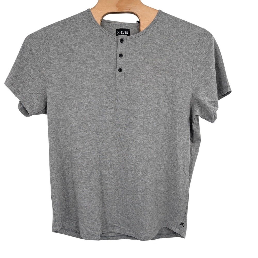 Cuts Clothing Curve-Hem Henley T-Shirt NWT Gray Short Sleeve Men's XXL